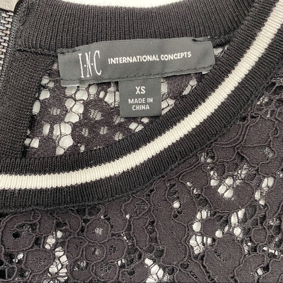 NWT INC Sheer Black Lace Long Sleeve Top Size XS - Picture 5 of 6